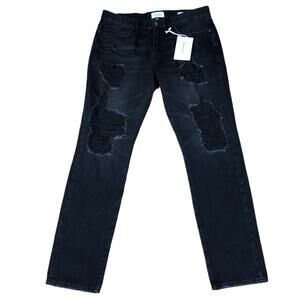 FRAME L'Homme Skinny Fit Jeans Black Distressed Men's Size 33 NWT